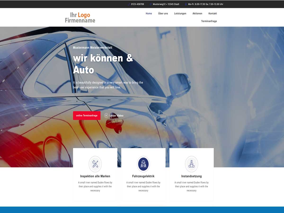 Wordpress Homepage Vorlage Autowerkstatt