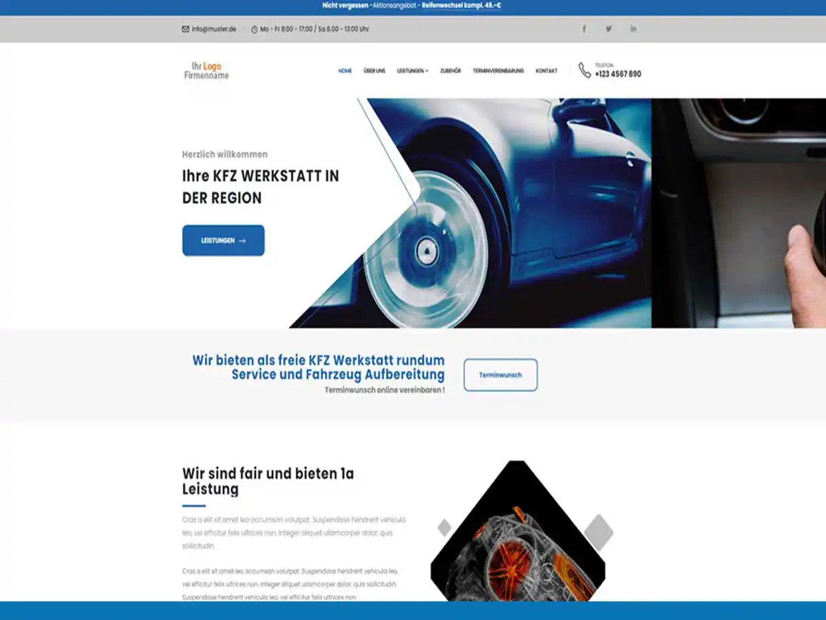Homepage Demo Kfz-Werkstatt