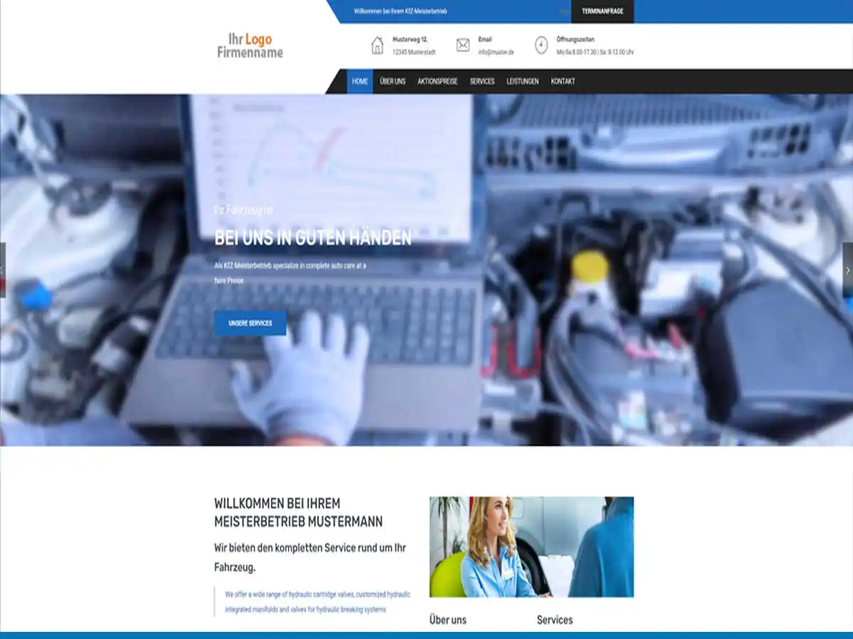 Website Demo KfZ-Werkstatt